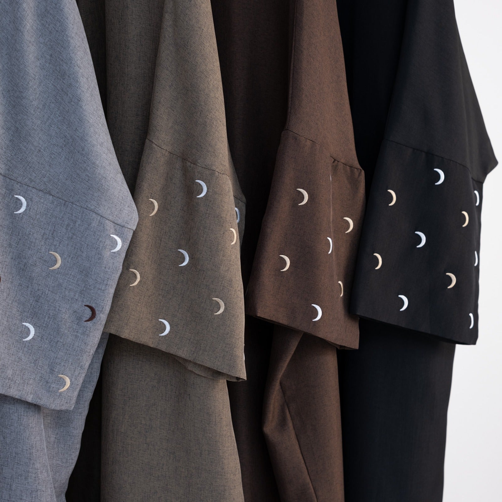 Zandbeige Kimono Abaya Jurk met Maanborduur