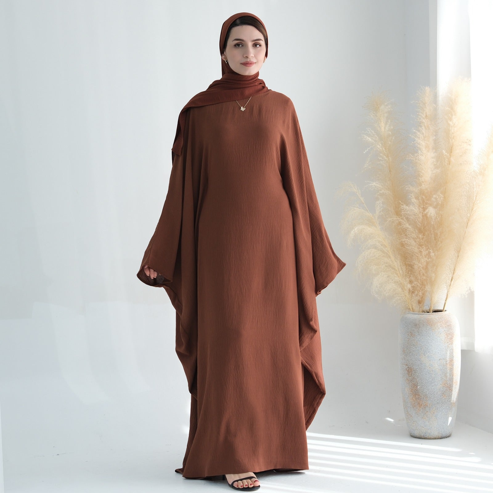 Amberbruin Jazz Crêpe Vlinder Abaya Jurk