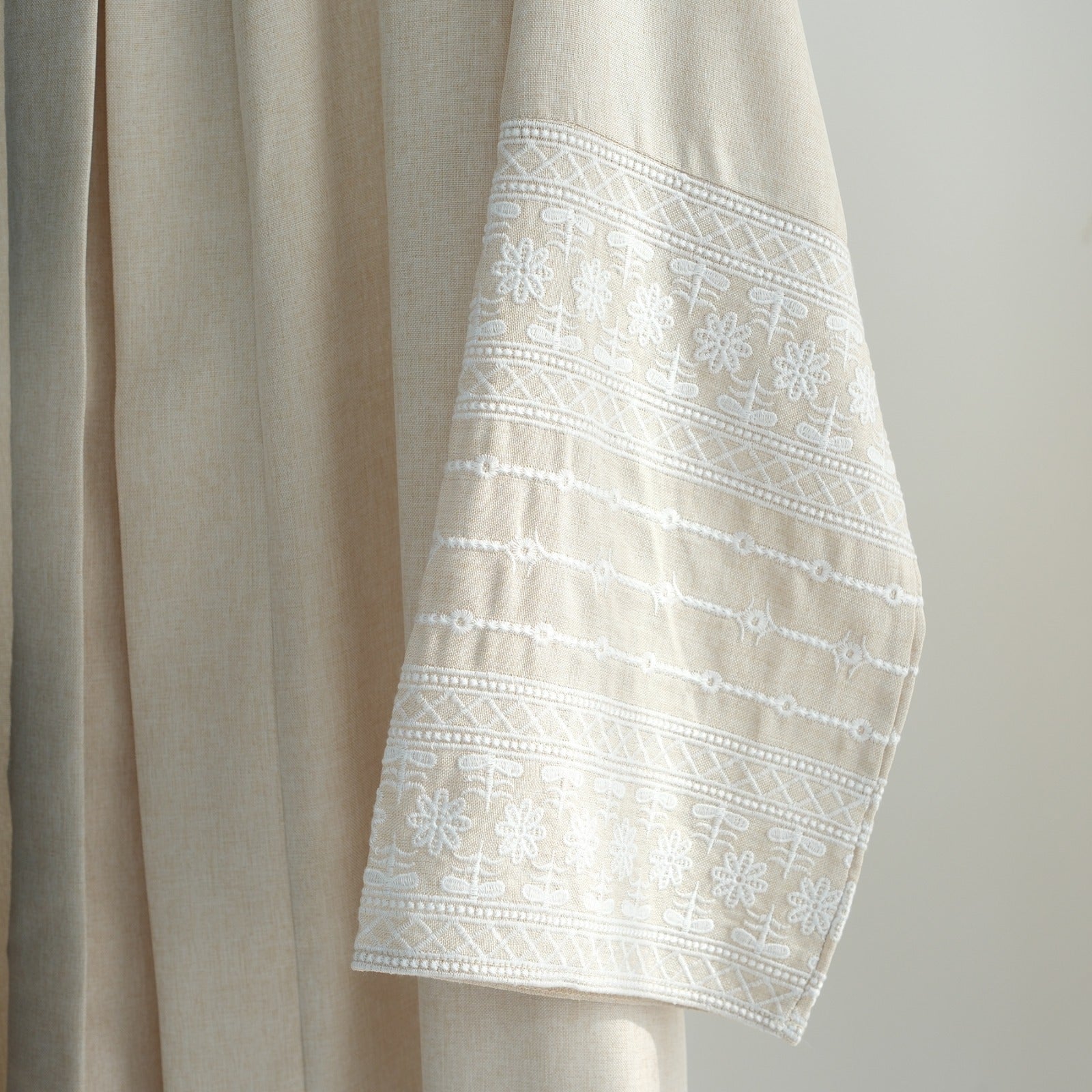 Antiekwit Geborduurde Kimono Abaya Jurk