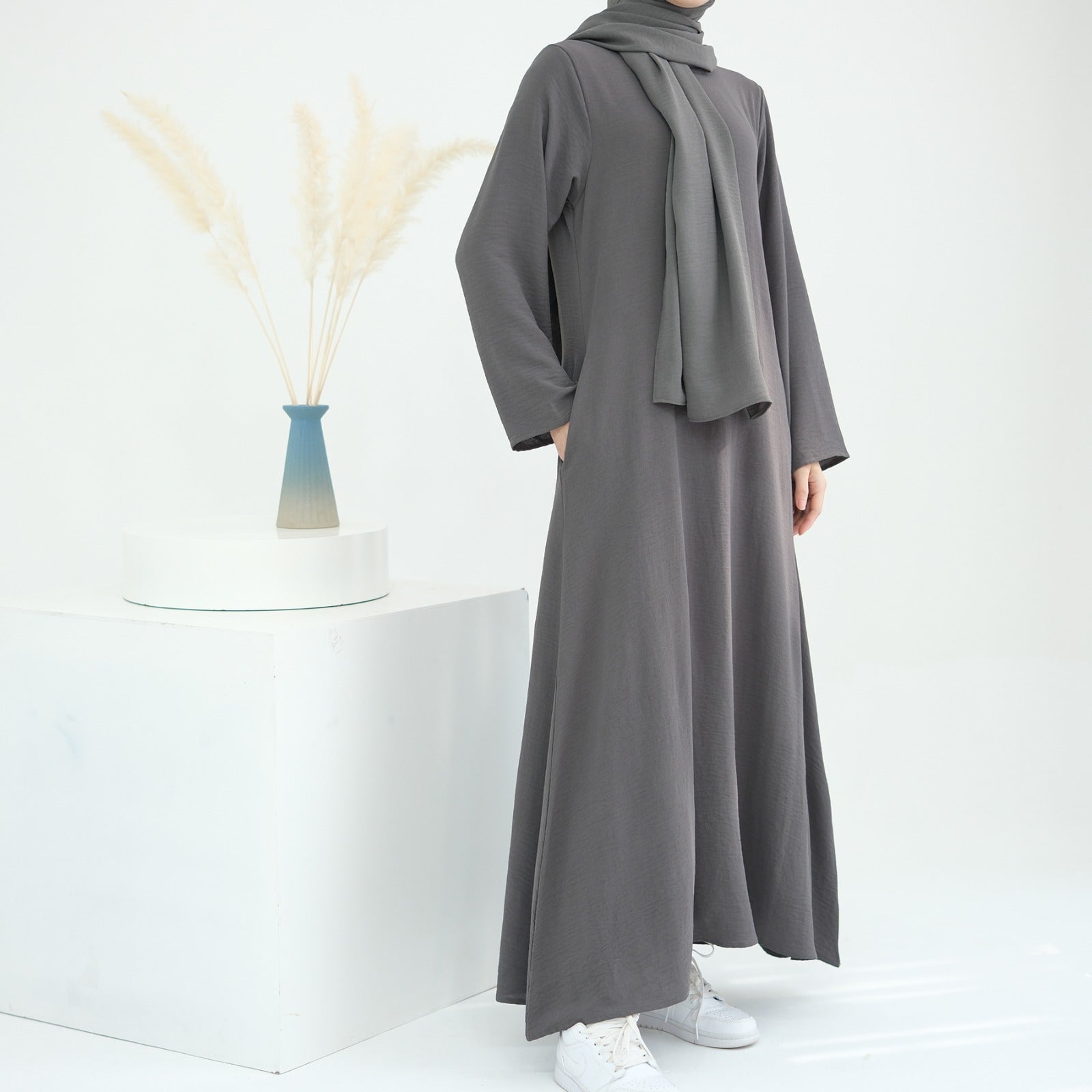 Antracietgrijs Jazz Crêpe Abaya Jurk
