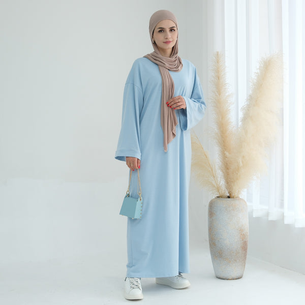 Babyblauw Sweatshirt Abaya Jurk