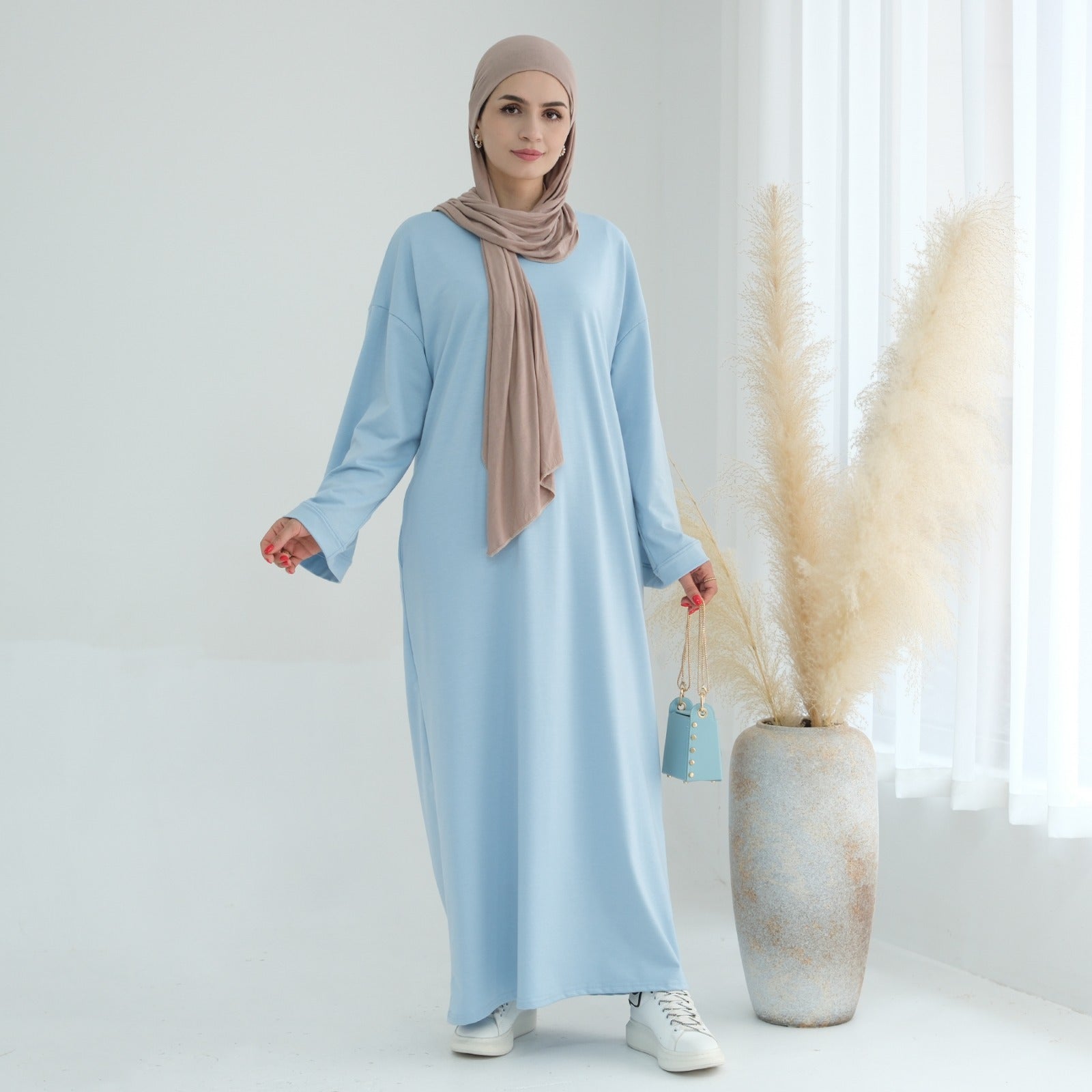 Babyblauw Sweatshirt Abaya Jurk