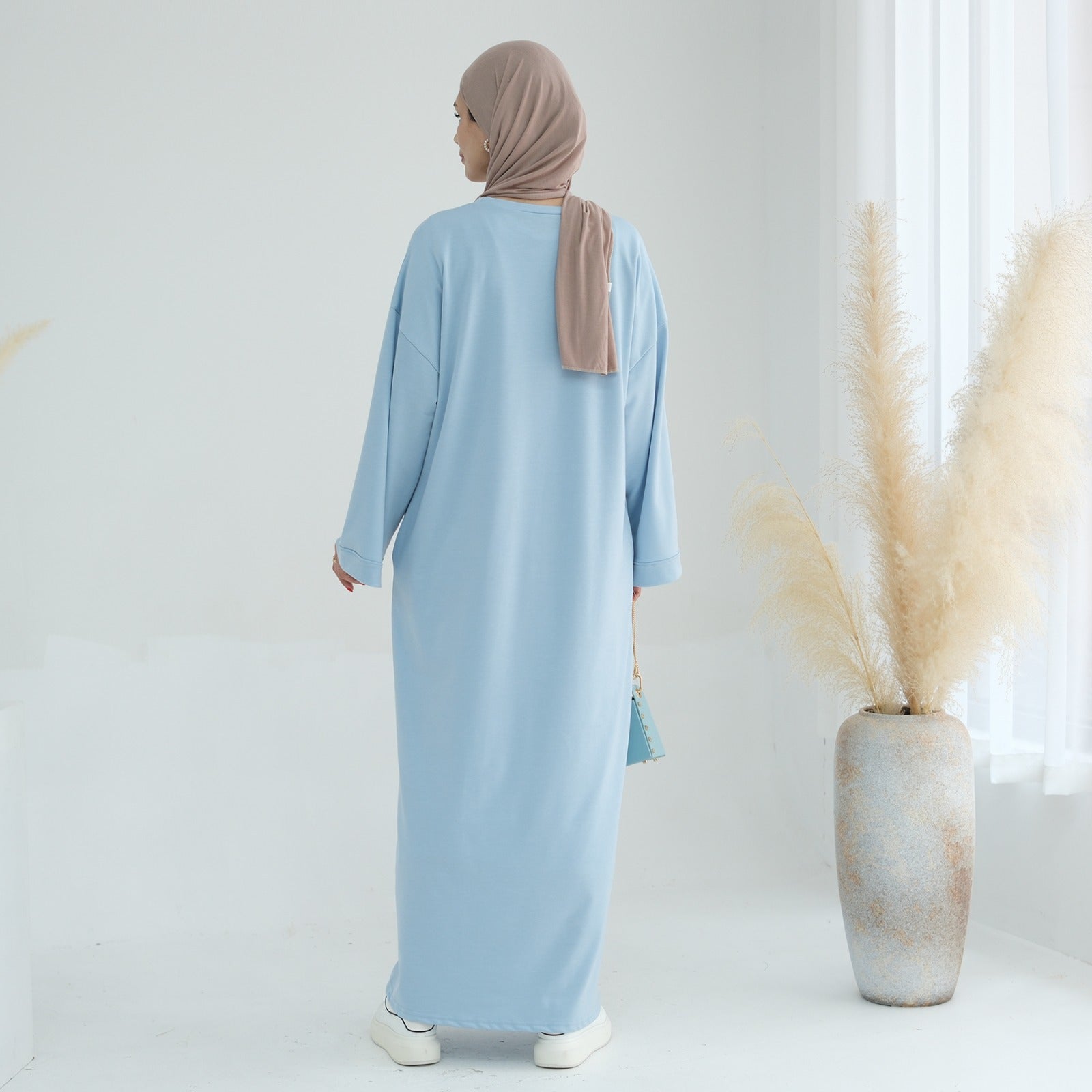 Babyblauw Sweatshirt Abaya Jurk