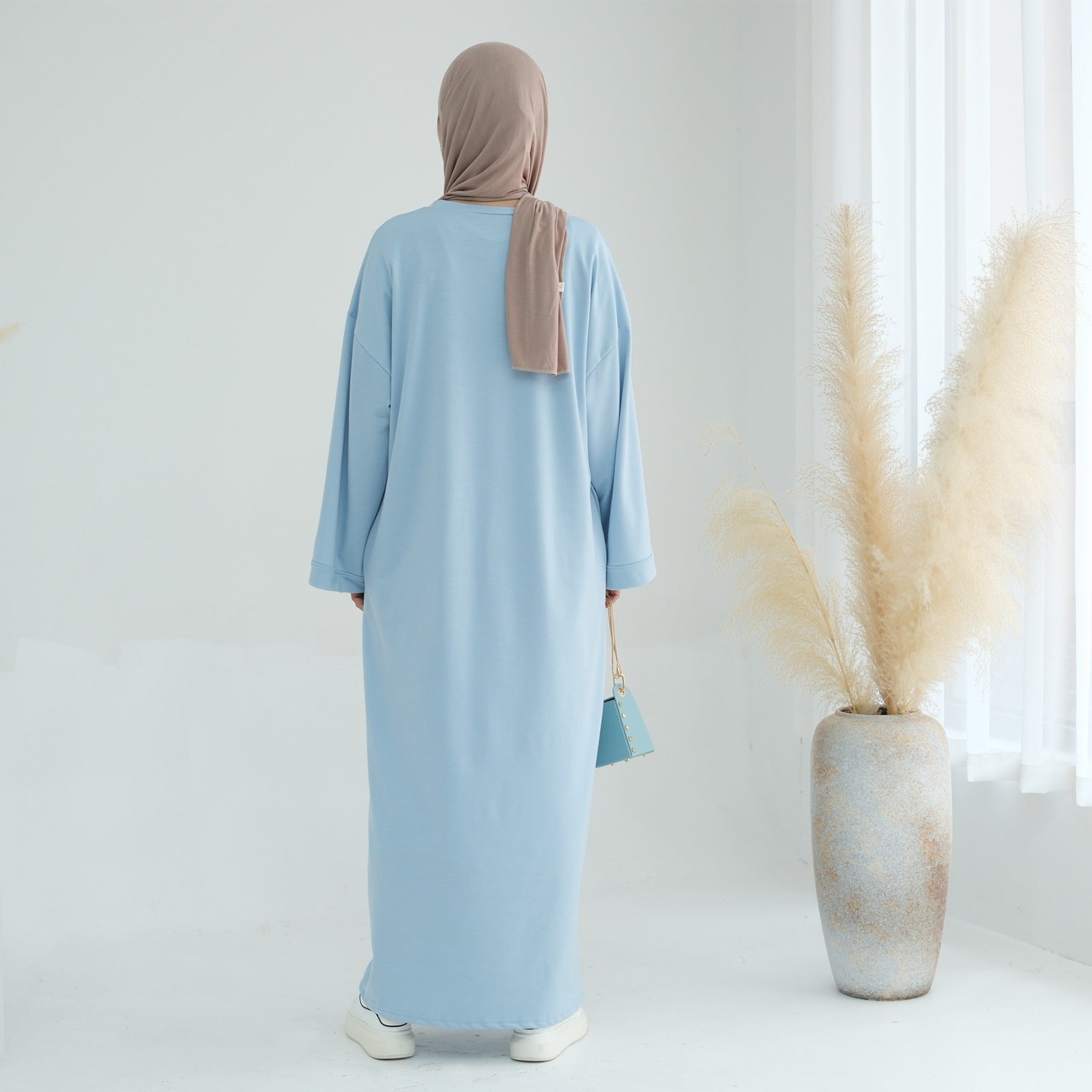 Babyblauw Sweatshirt Abaya Jurk