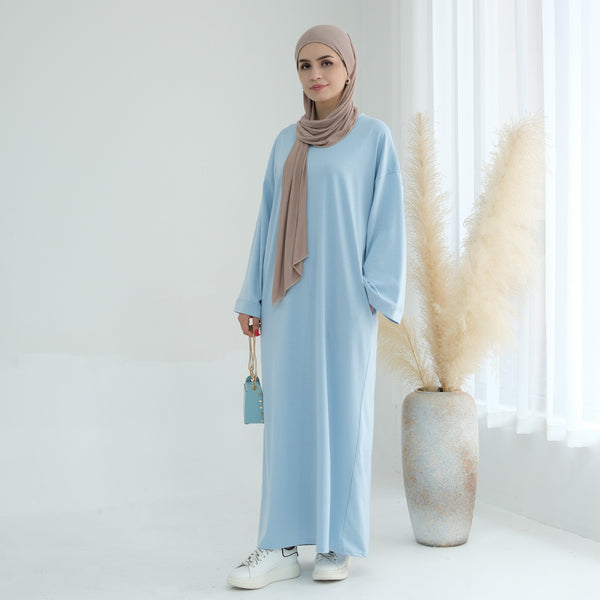 Babyblauw Sweatshirt Abaya Jurk