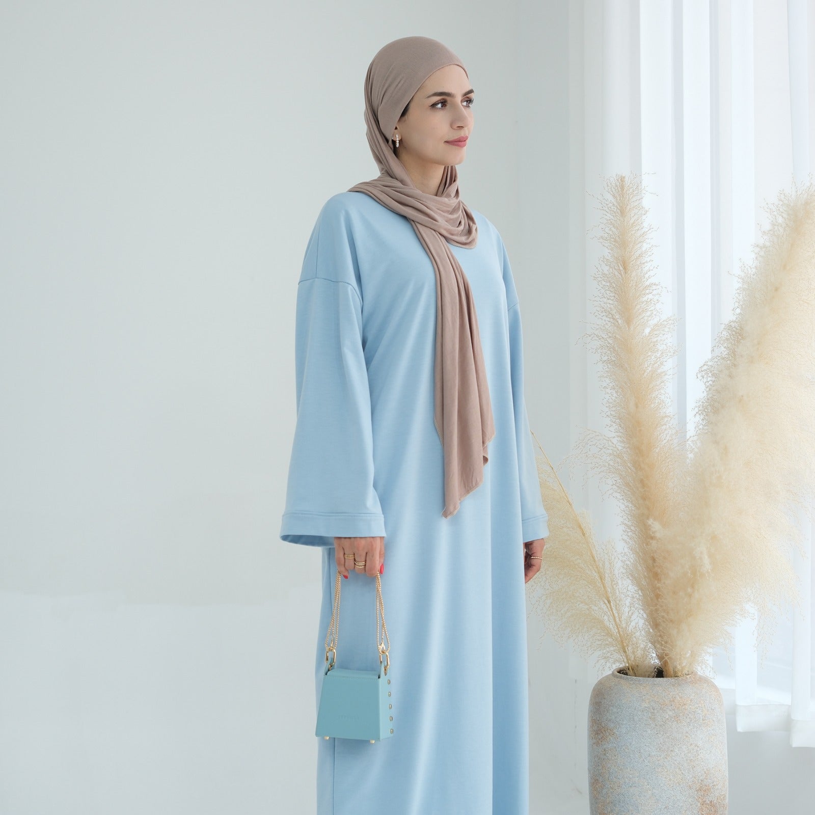 Babyblauw Sweatshirt Abaya Jurk