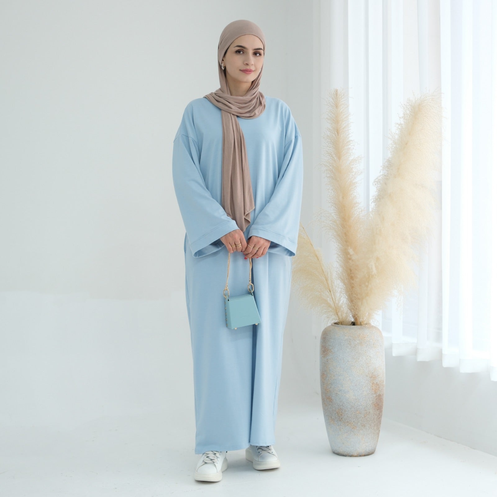 Babyblauw Sweatshirt Abaya Jurk