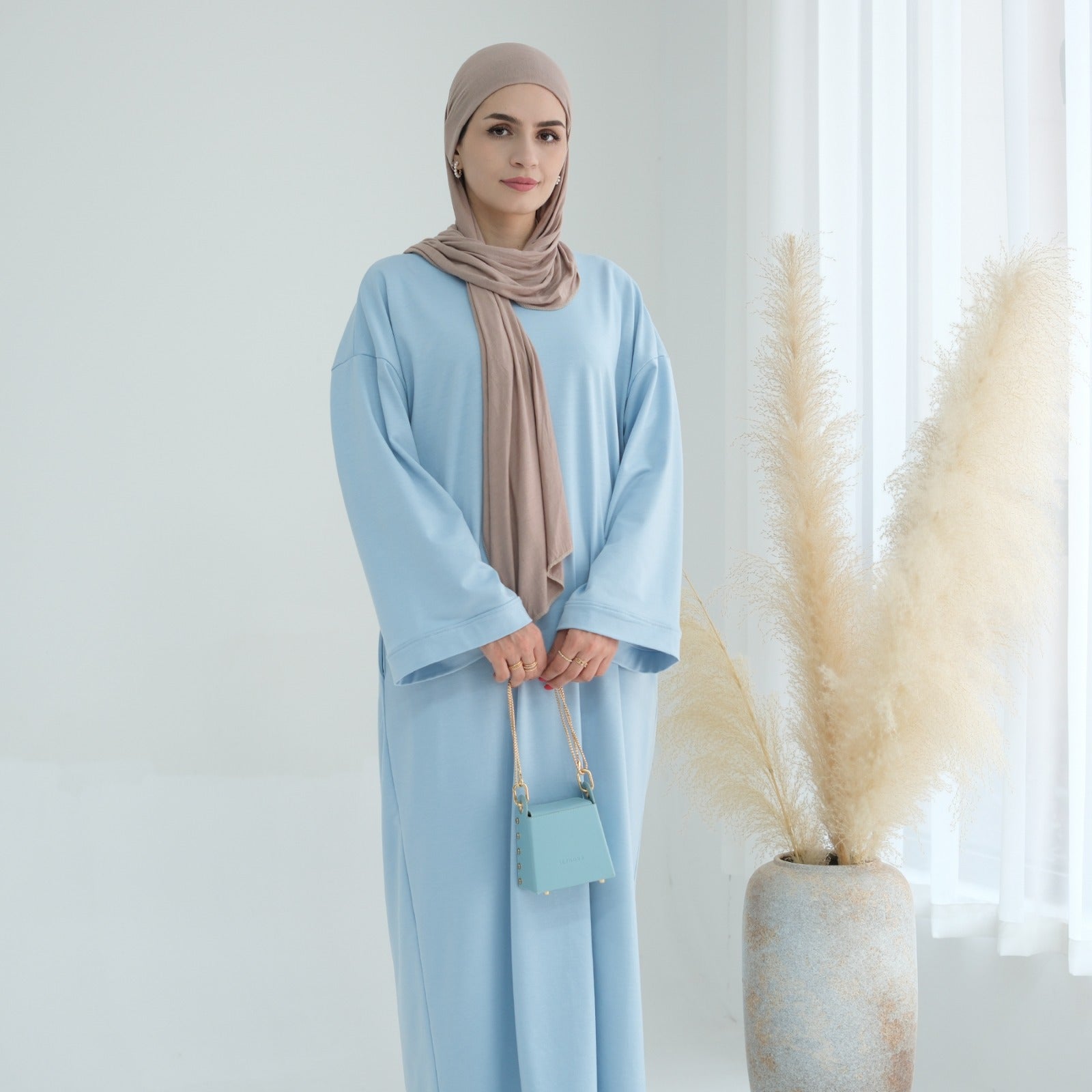 Babyblauw Sweatshirt Abaya Jurk