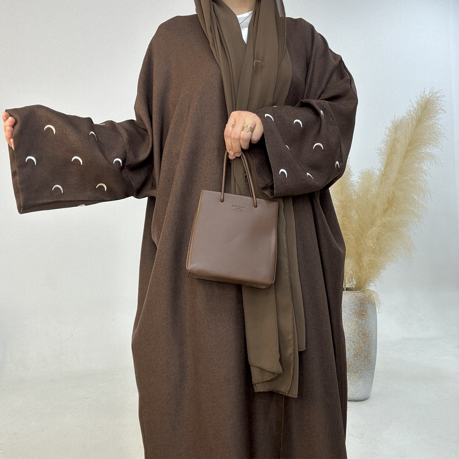 Berenbruin Kimono Abaya Jurk met Maanborduur