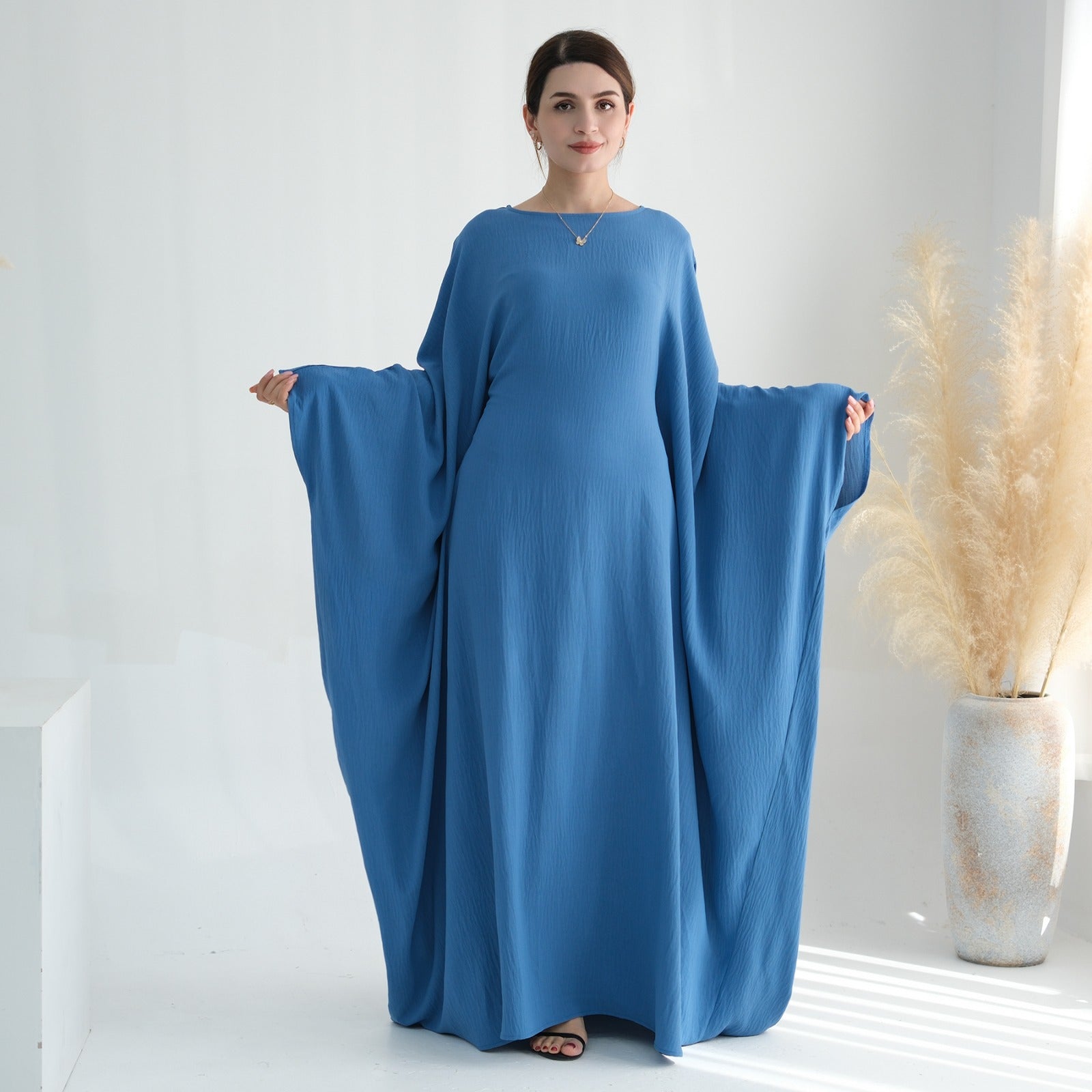 Hemelblauw Jazz Crêpe Vlinder Abaya Jurk