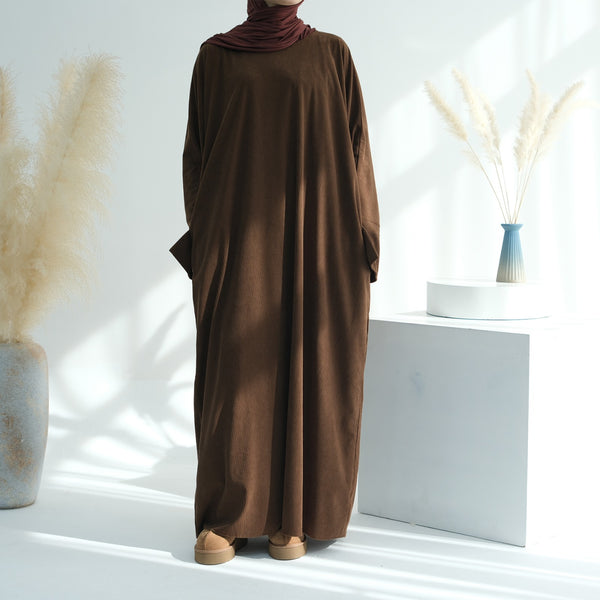 Koffiebruin Winter Corduroy Abaya
