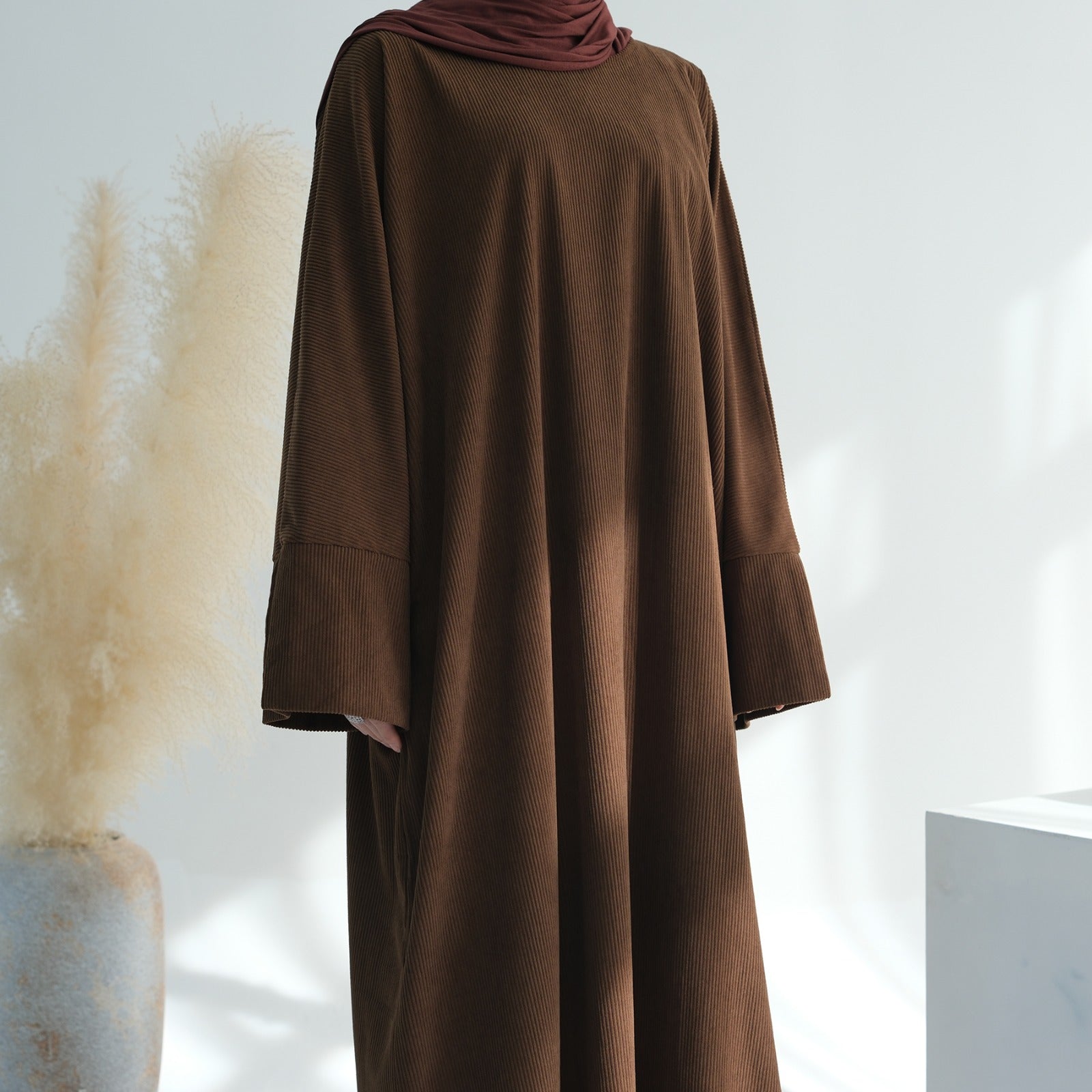 Koffiebruin Winter Corduroy Abaya
