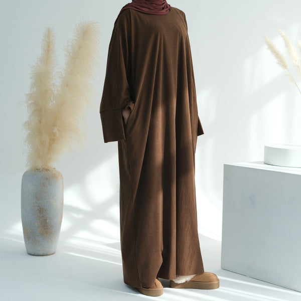 Koffiebruin Winter Corduroy Abaya