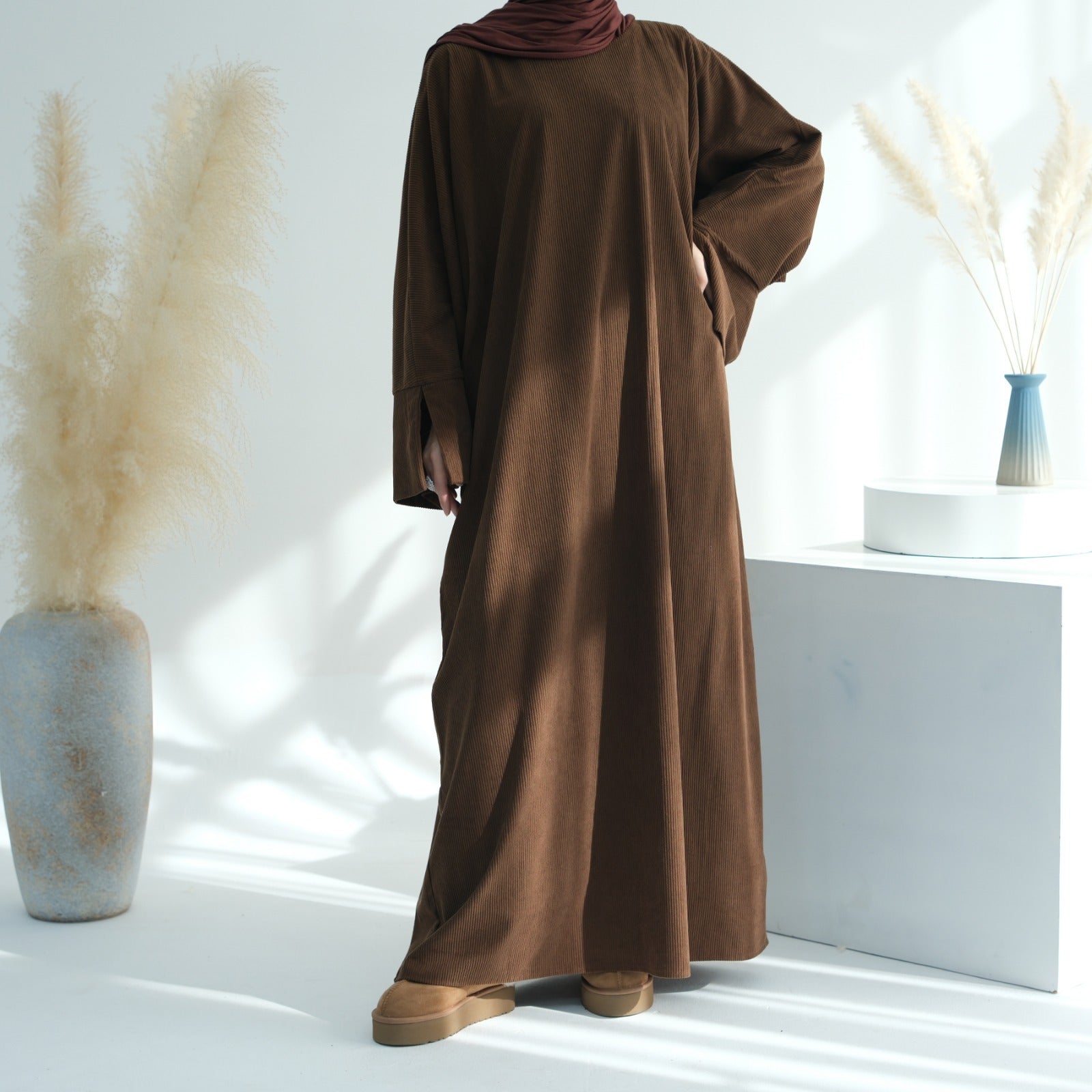 Koffiebruin Winter Corduroy Abaya