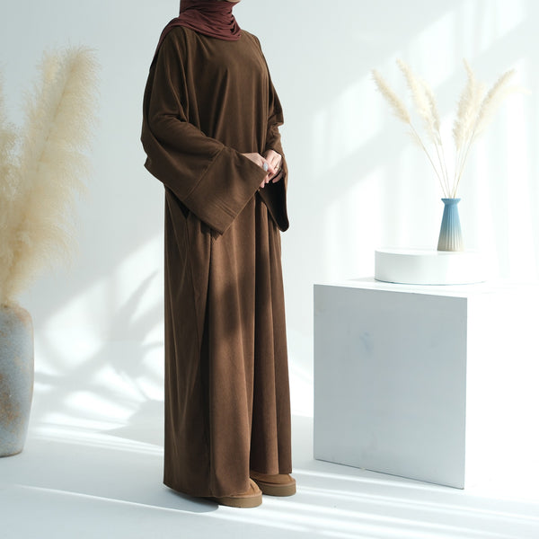 Koffiebruin Winter Corduroy Abaya