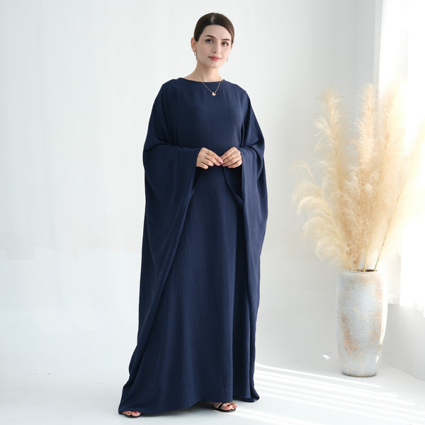 Middernachtblauw Jazz Crêpe Vlinder Abaya Jurk