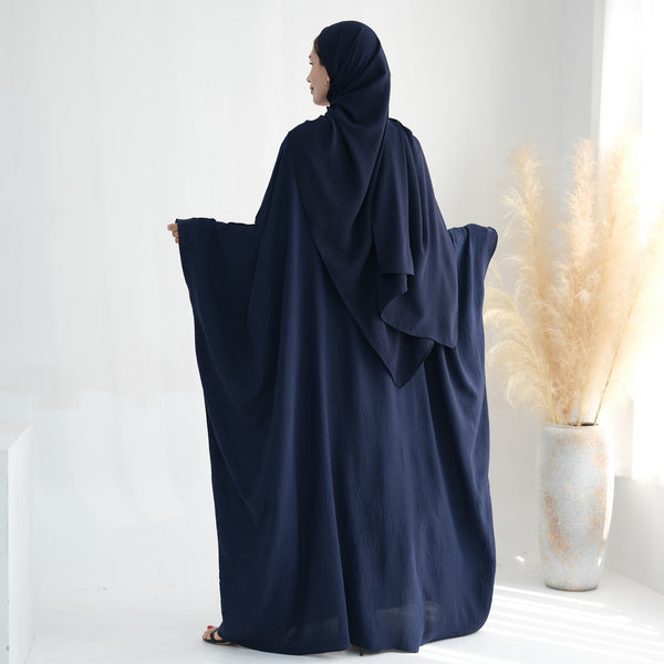 Middernachtblauw Jazz Crêpe Vlinder Abaya Jurk