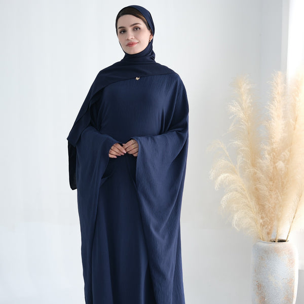 Middernachtblauw Jazz Crêpe Vlinder Abaya Jurk