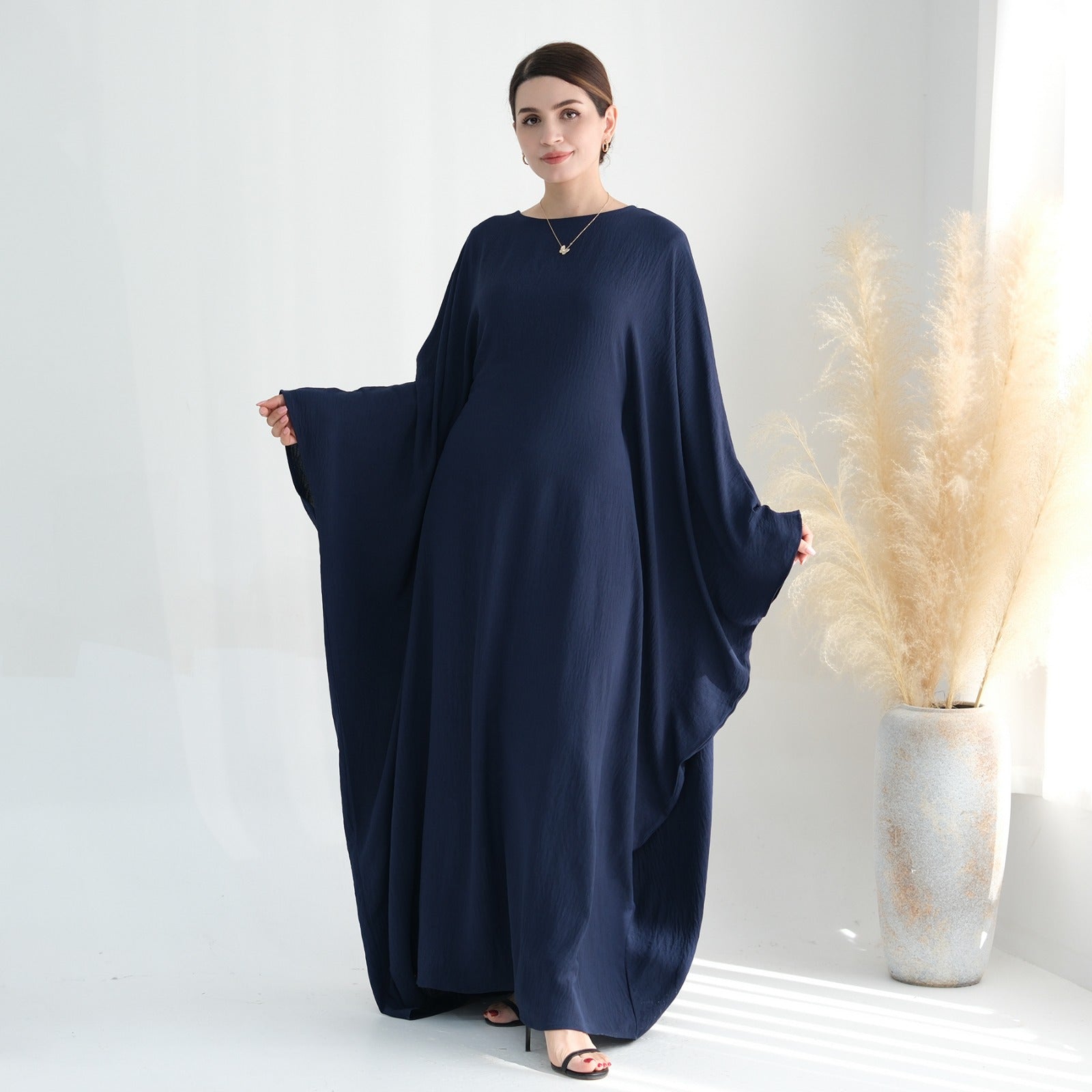 Middernachtblauw Jazz Crêpe Vlinder Abaya Jurk
