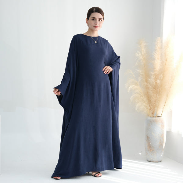 Middernachtblauw Jazz Crêpe Vlinder Abaya Jurk