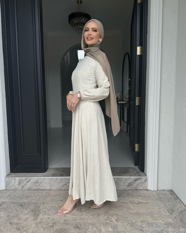 Mistgrijs Princess Seam Abaya Jurk