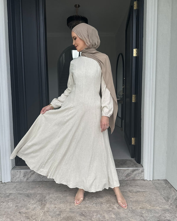 Mistgrijs Princess Seam Abaya Jurk