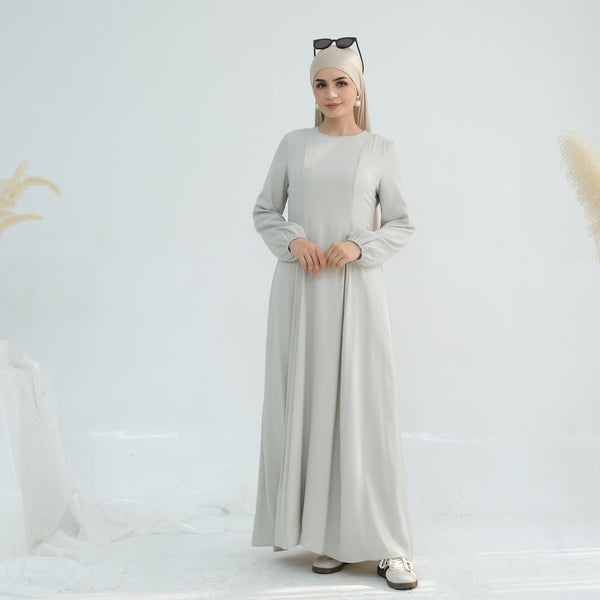 Mistgrijs Princess Seam Abaya Jurk