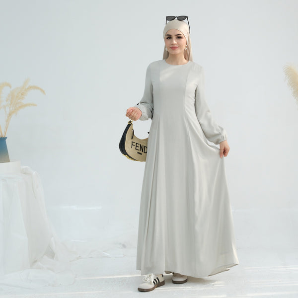 Mistgrijs Princess Seam Abaya Jurk