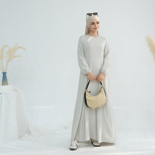 Mistgrijs Princess Seam Abaya Jurk