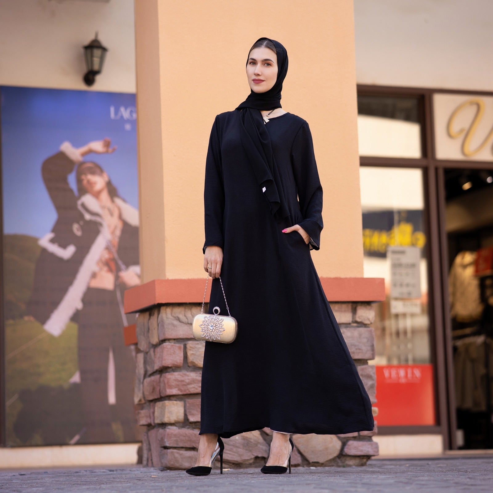 Nachtzwart Jazz Crêpe Abaya Jurk