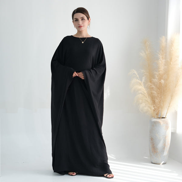 Nachtzwart Jazz Crêpe Vlinder Abaya Jurk