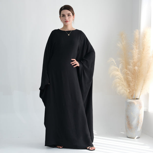 Nachtzwart Jazz Crêpe Vlinder Abaya Jurk