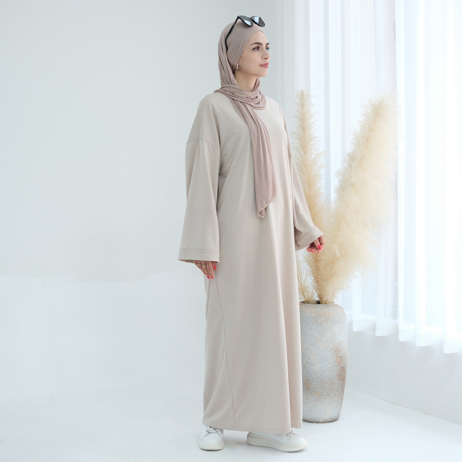 Parelwit Sweatshirt Abaya Jurk