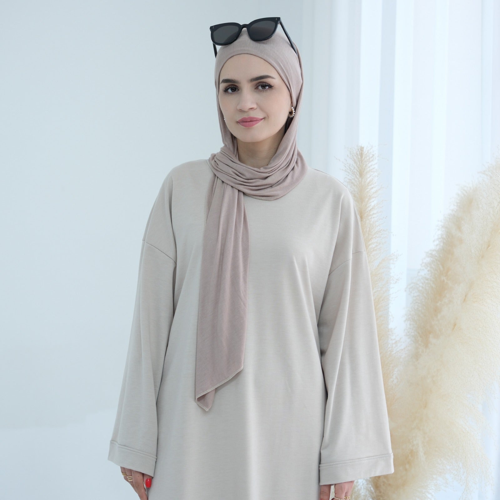 Parelwit Sweatshirt Abaya Jurk
