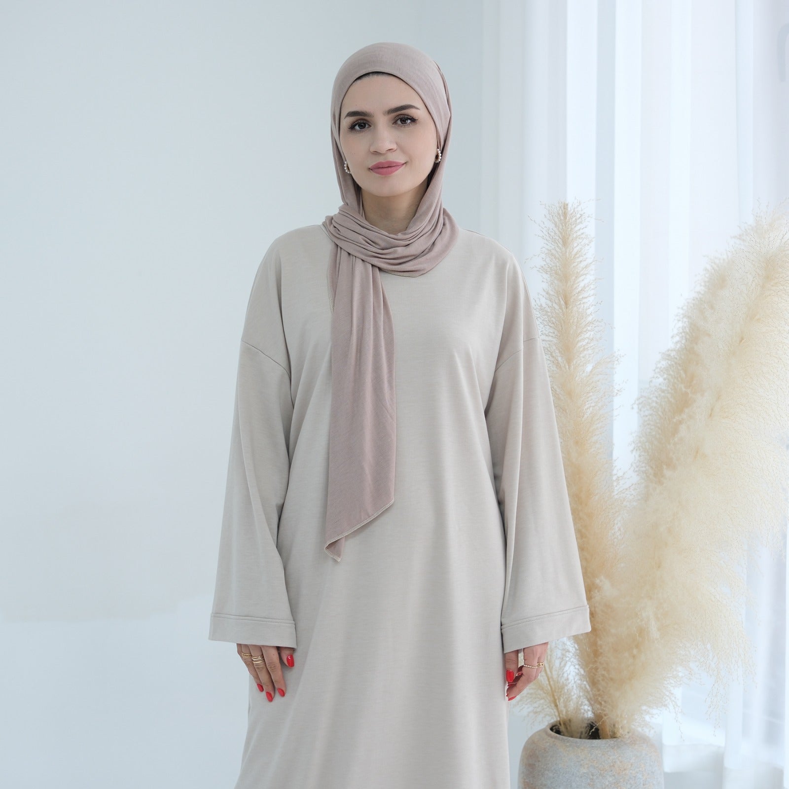 Parelwit Sweatshirt Abaya Jurk