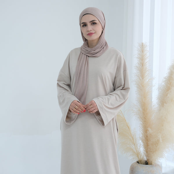 Parelwit Sweatshirt Abaya Jurk