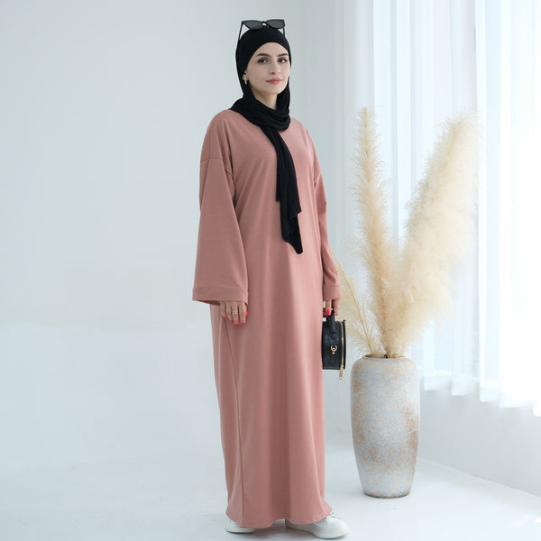 Perzikroze Sweatshirt Abaya Jurk