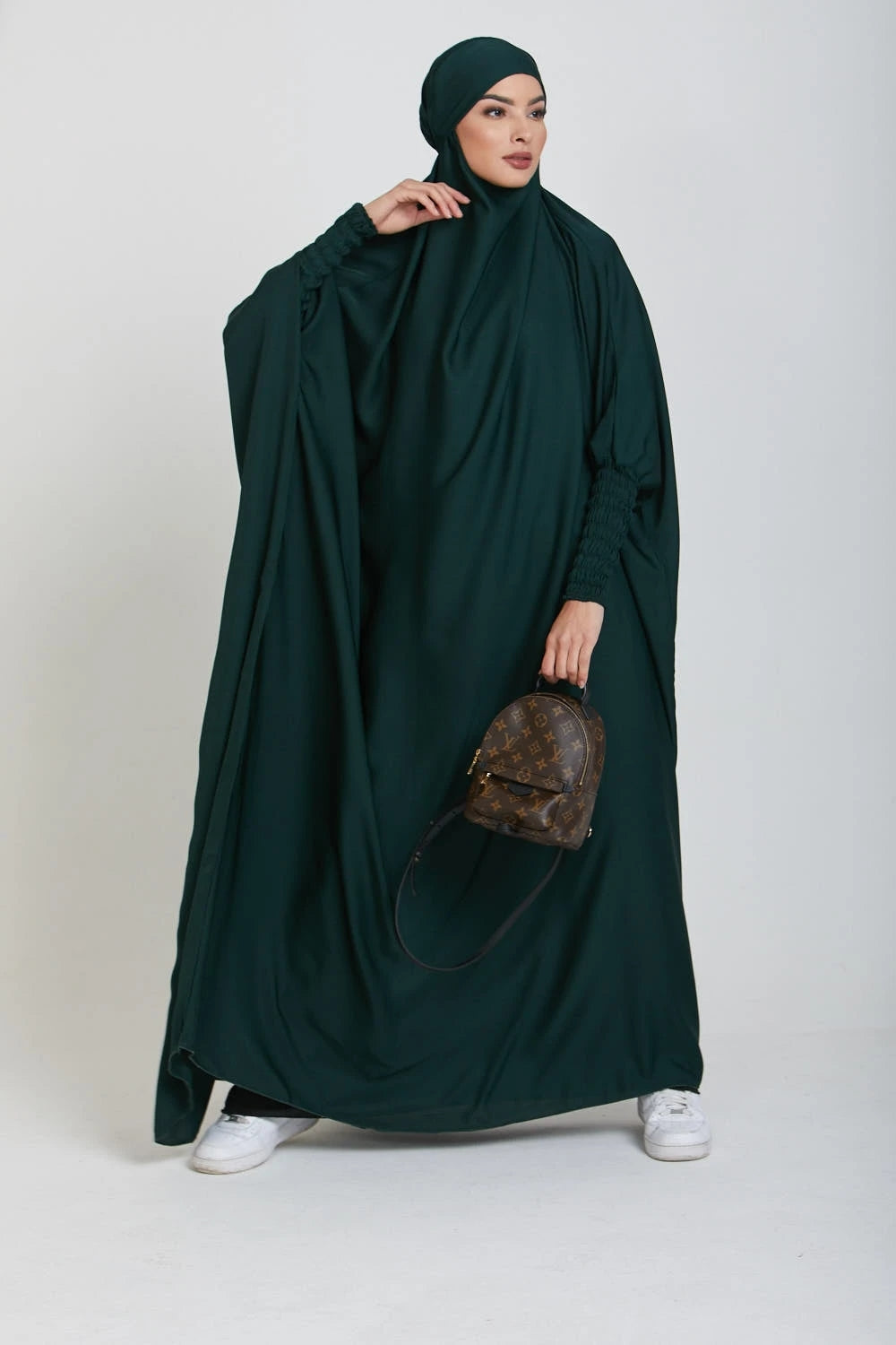 Phthalogroen Zijdezachte Satijn Onepiece Jilbab