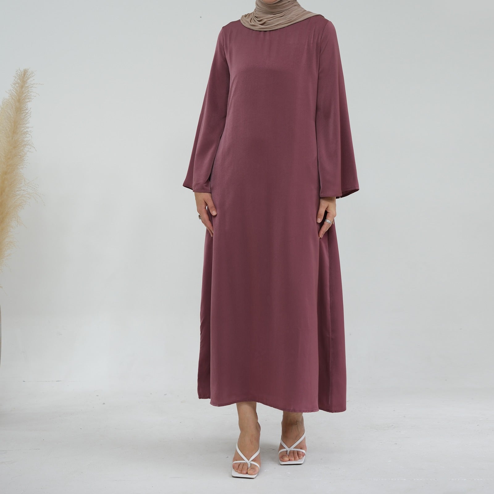 Roségoud Zijdezachte Satijn Abaya Jurk