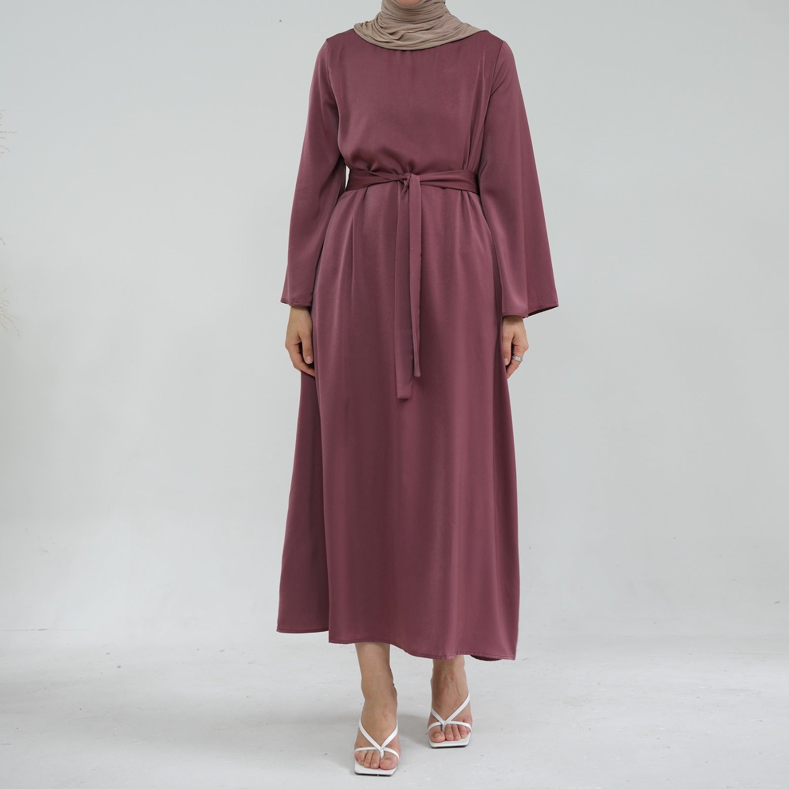 Roségoud Zijdezachte Satijn Abaya Jurk