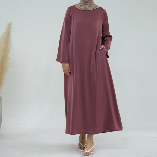 Roségoud Zijdezachte Satijn Abaya Jurk