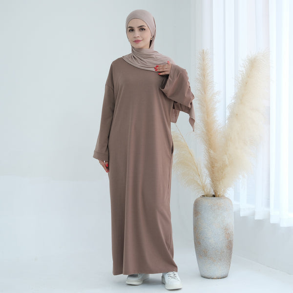 Warm Taupe Sweatshirt Abaya Jurk