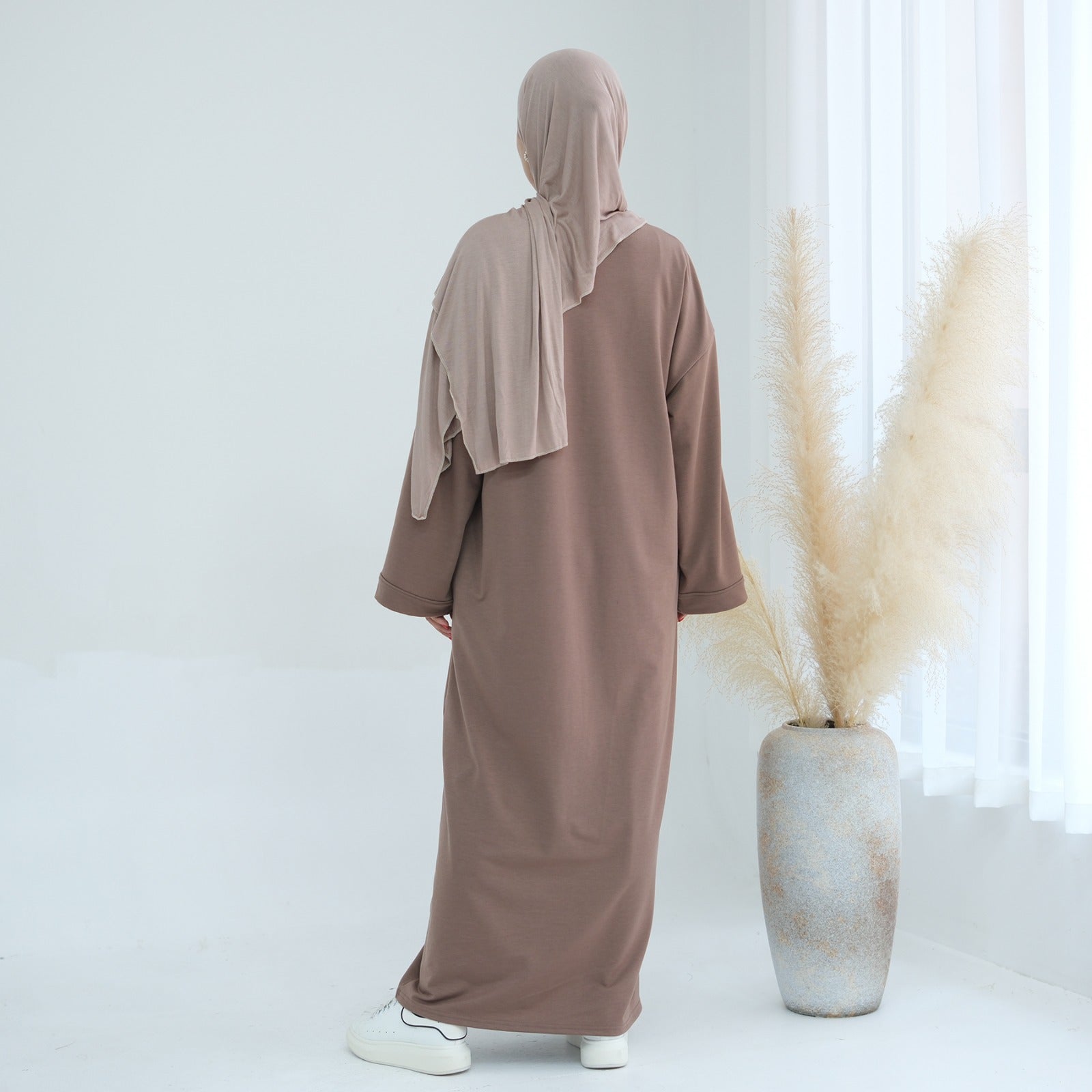 Warm Taupe Sweatshirt Abaya Jurk