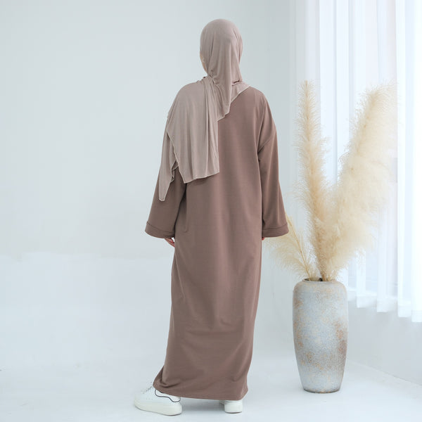 Warm Taupe Sweatshirt Abaya Jurk