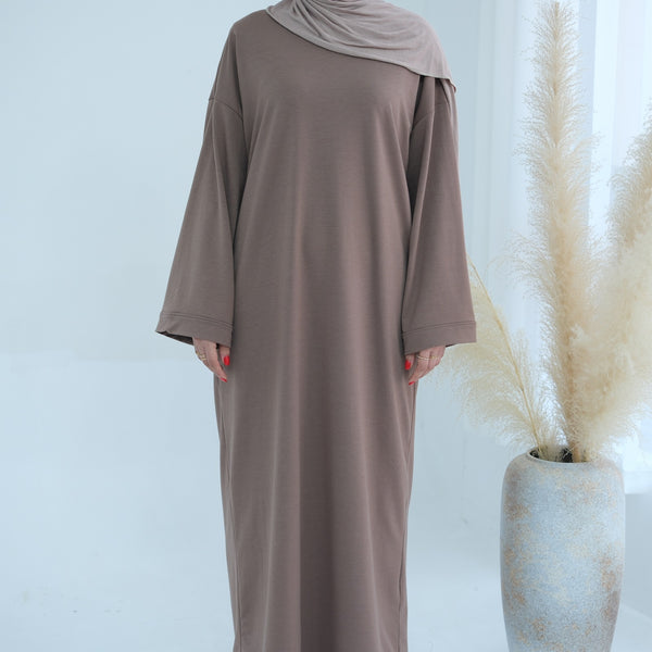 Warm Taupe Sweatshirt Abaya Jurk