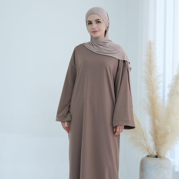 Warm Taupe Sweatshirt Abaya Jurk