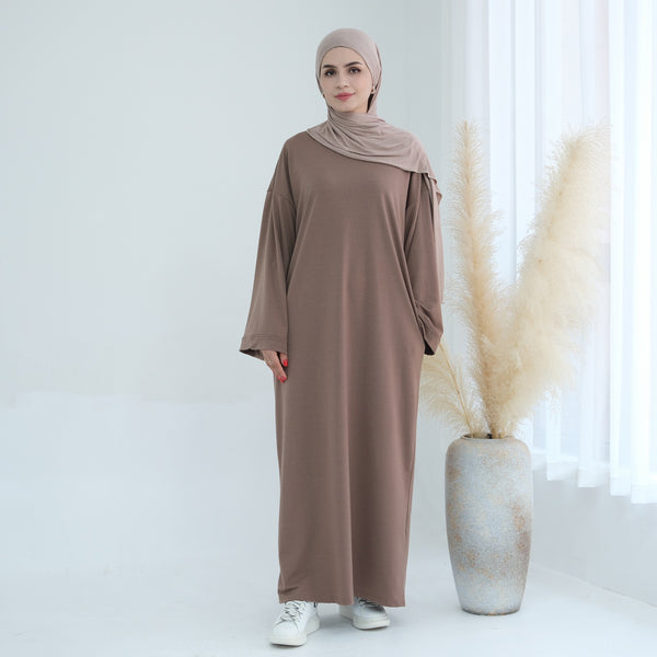 Warm Taupe Sweatshirt Abaya Jurk