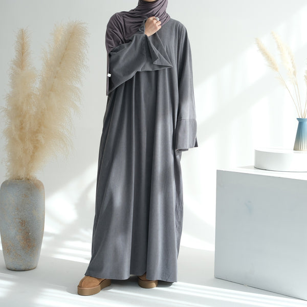 Stormgrijs Winter Corduroy Abaya