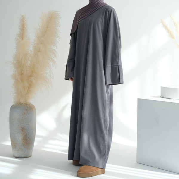 Stormgrijs Winter Corduroy Abaya